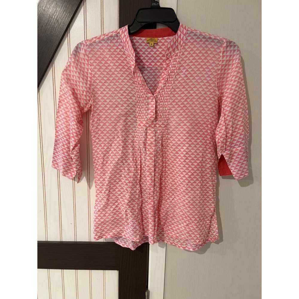Roberta Roller Rabbit Piperlime Arles Top Geo Print Pink Tunic Blouse Small